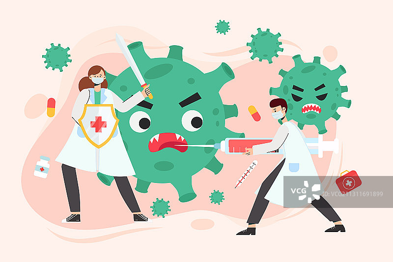 抗击疫情概念矢量插画图片素材