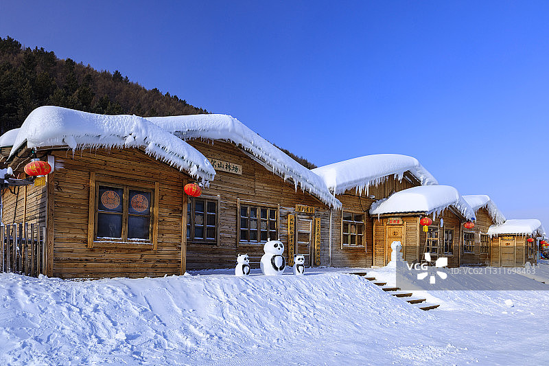 阿尔山雪村。阿尔山市。图片素材