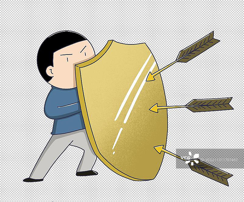 元素：手拿盾牌防御图片素材