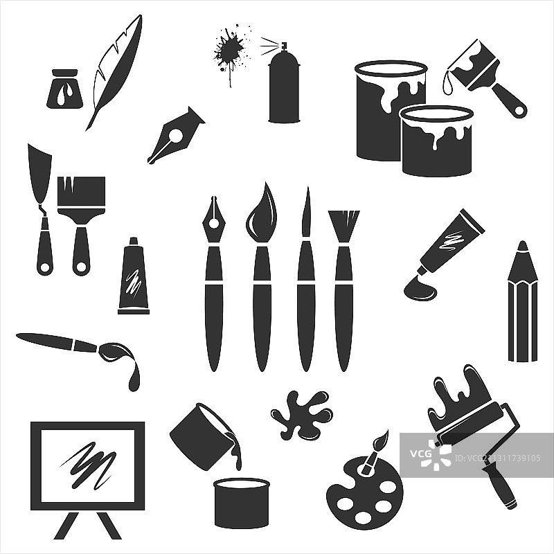 白色模版上的艺术图标图片素材