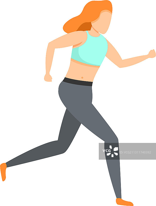 卡通风格的女孩穿着紧身裤跑步图标图片素材
