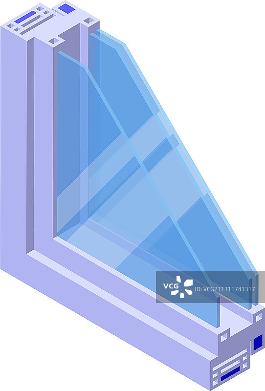 隔音窗图标2.5D风格图片素材