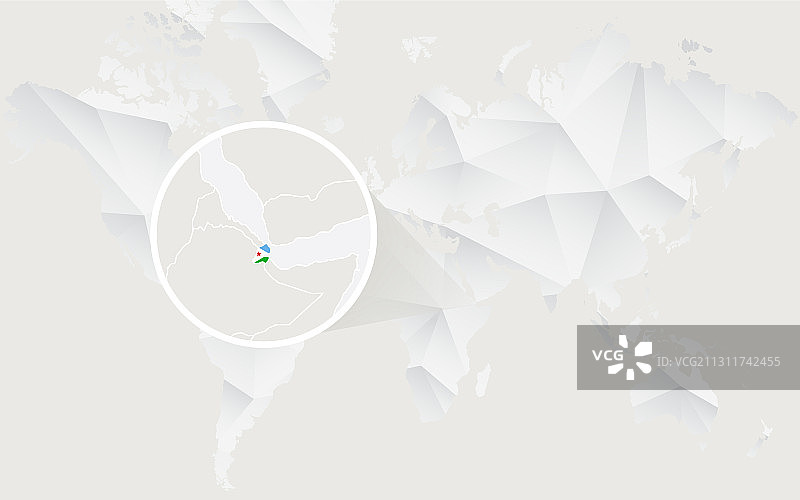 带有旗帜轮廓的吉布提地图（白色背景）图片素材