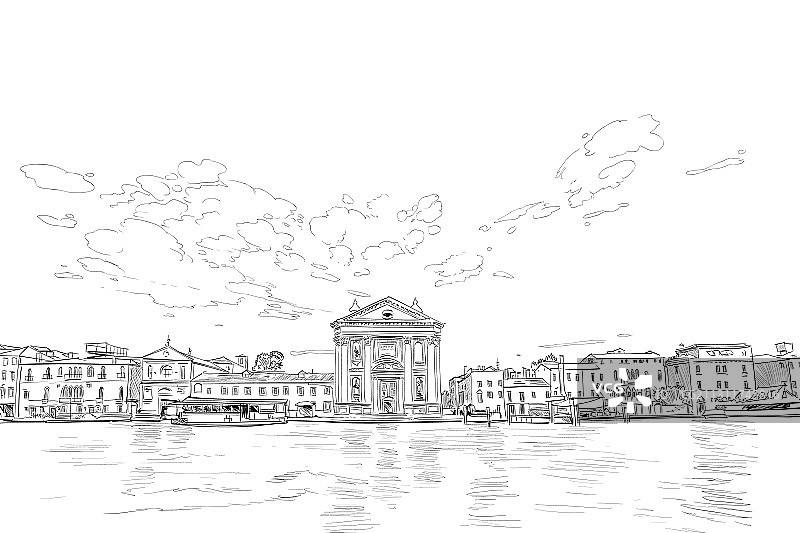 威尼斯耶稣会教堂城市速写图片素材