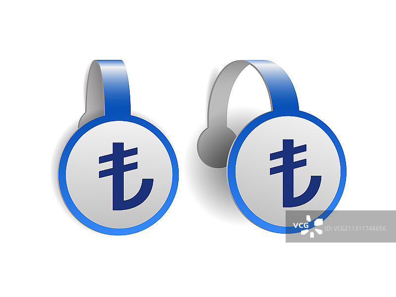 蓝色广告摇摆器上的土耳其里拉符号图片素材