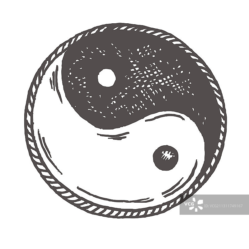 阴阳草图符号复古风格图片素材