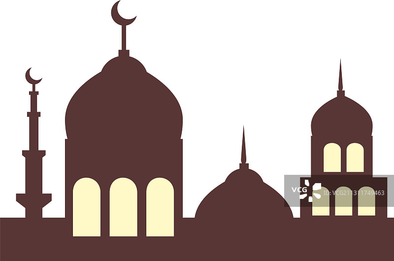 白色背景上的伊斯兰清真寺图片素材