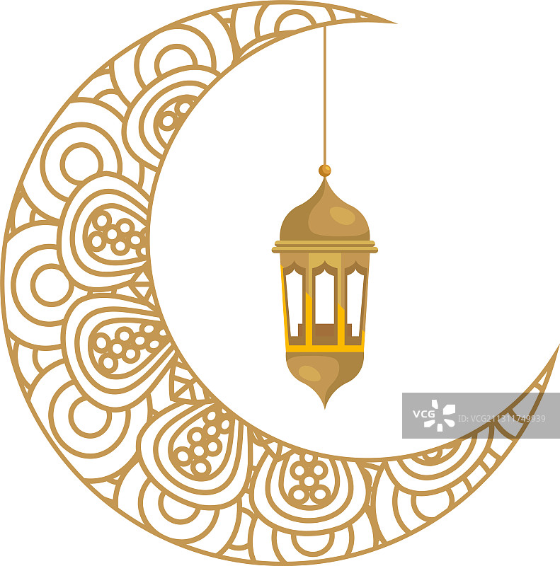 斋月节吉祥：新月灯笼图片素材