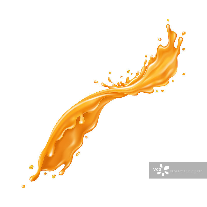 白色背景上的橙色液体飞溅图片素材