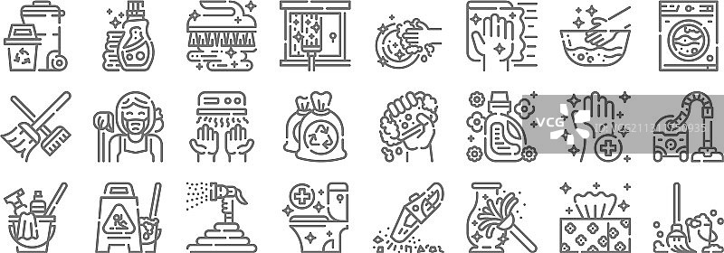 清洁线图标线性集质量线集图片素材