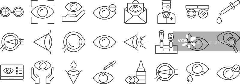 眼科线性图标集图片素材