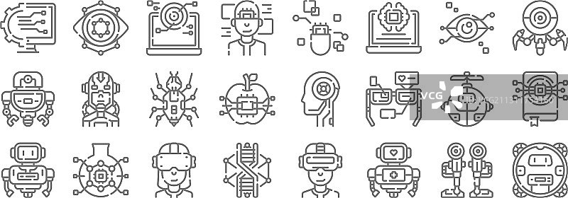 机器人线性图标质量线性组合图片素材