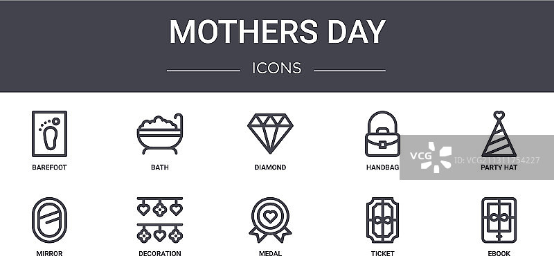 母亲节概念线条图标集图片素材