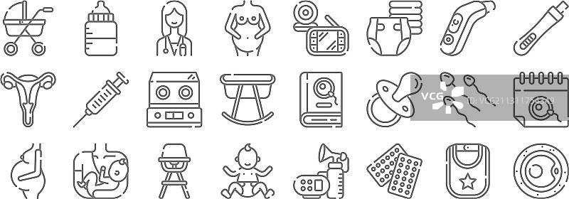 产假线性图标集图片素材