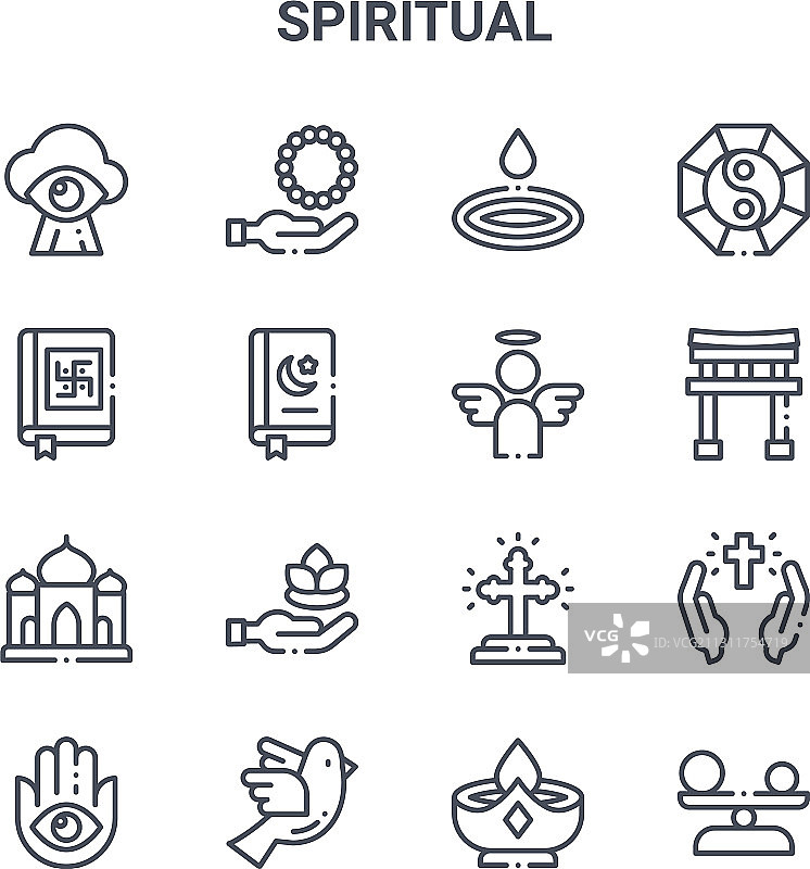 16个精神概念线性图标图片素材