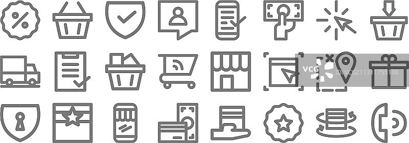 电子商务线性图标集图片素材