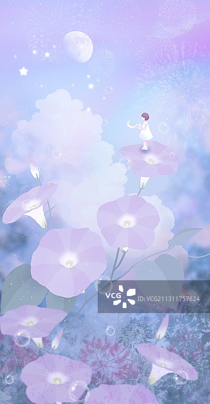 朝颜与月光 唯美图片素材