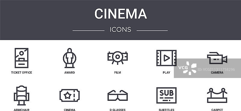 电影概念线性图标图片素材