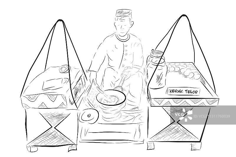 印尼特色鸡蛋料理Kerak Telur的制作者和销售者图片素材