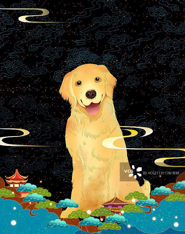 可爱的金毛狗狗图片素材