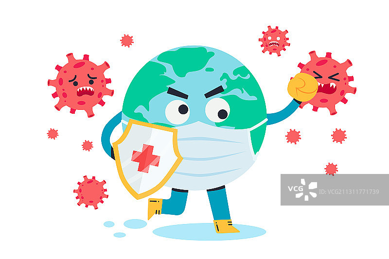 全球抗击疫情概念矢量插画图片素材