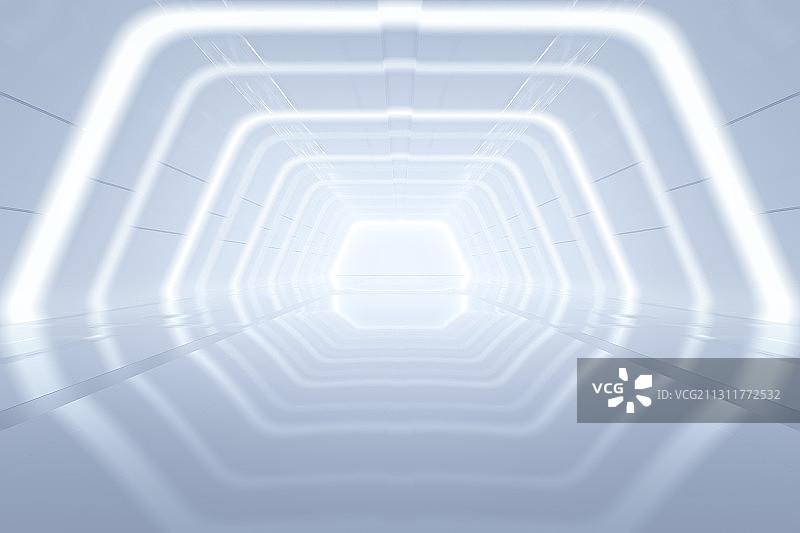 淡蓝色条纹灯科技实验室隧道图片素材