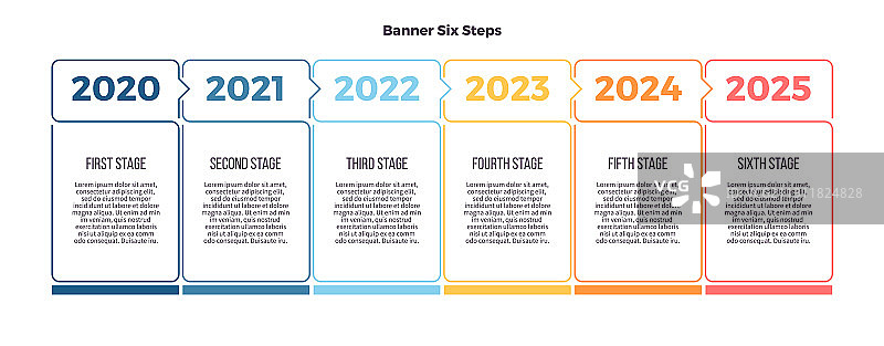 带有六步选项的商务信息图banner图片素材
