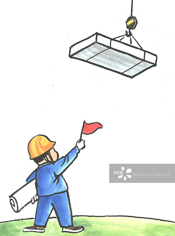 插画：指挥施工图片素材