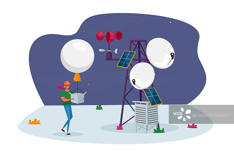 拿着气象探测仪的女人图片素材