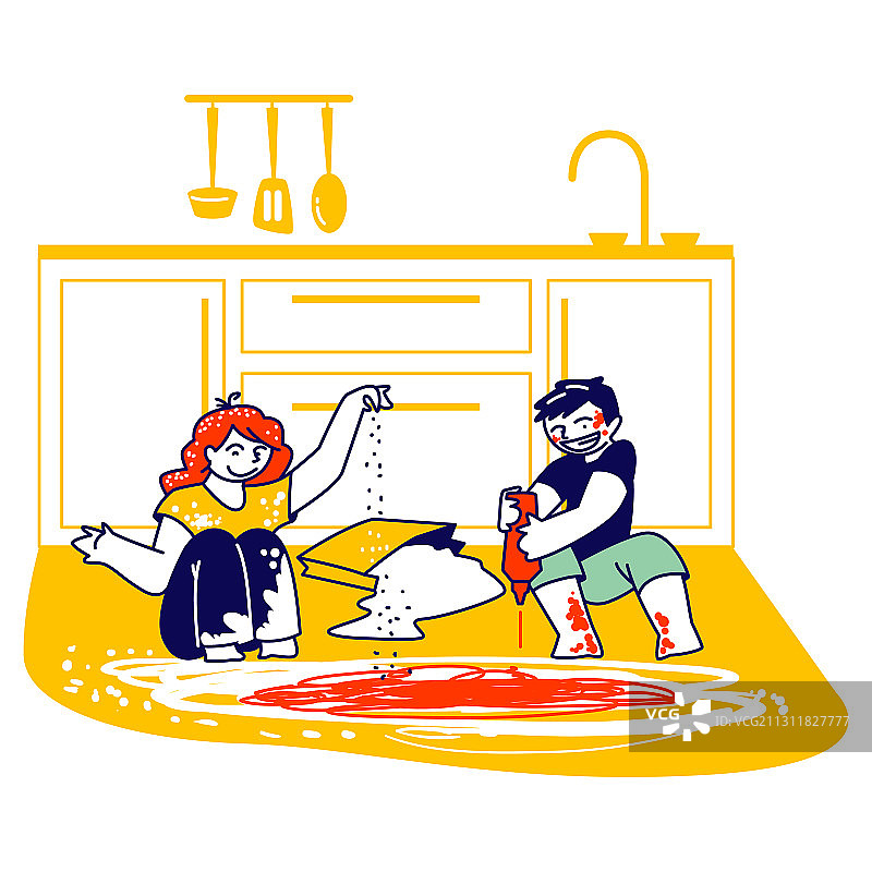 在家制造混乱的脏小孩图片素材