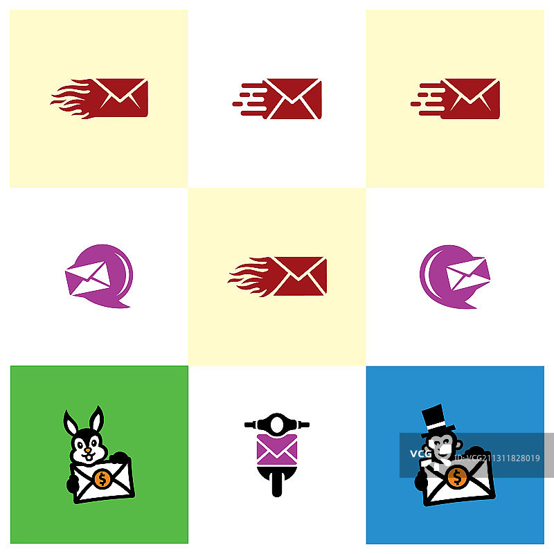 创意邮件标志和图标设计模板集图片素材