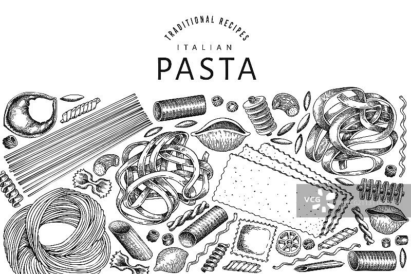 手绘意大利面设计模板图片素材
