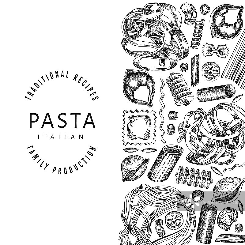 手绘意大利面设计模板图片素材
