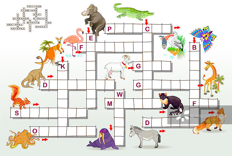 有趣的动物填字游戏图片素材