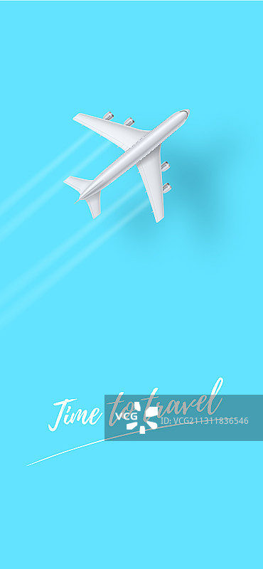 晴朗蓝天上飞行的银色飞机图片素材