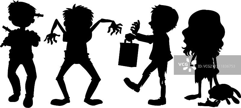 卡通剪影僵尸图片素材