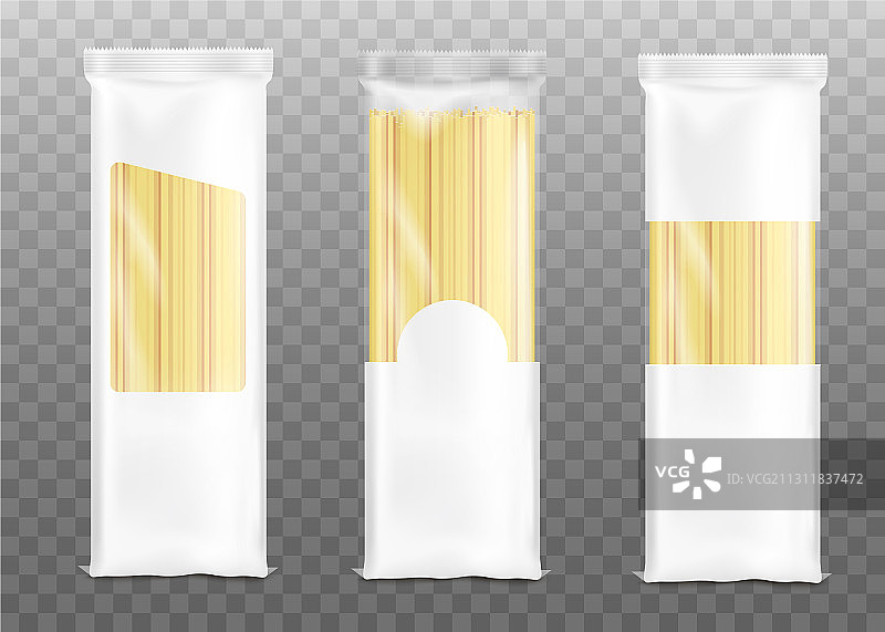 带有空白部分的意大利面包装袋逼真样机图片素材