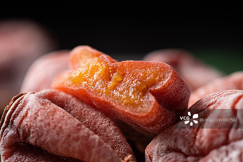 切开的柿饼特写图片素材