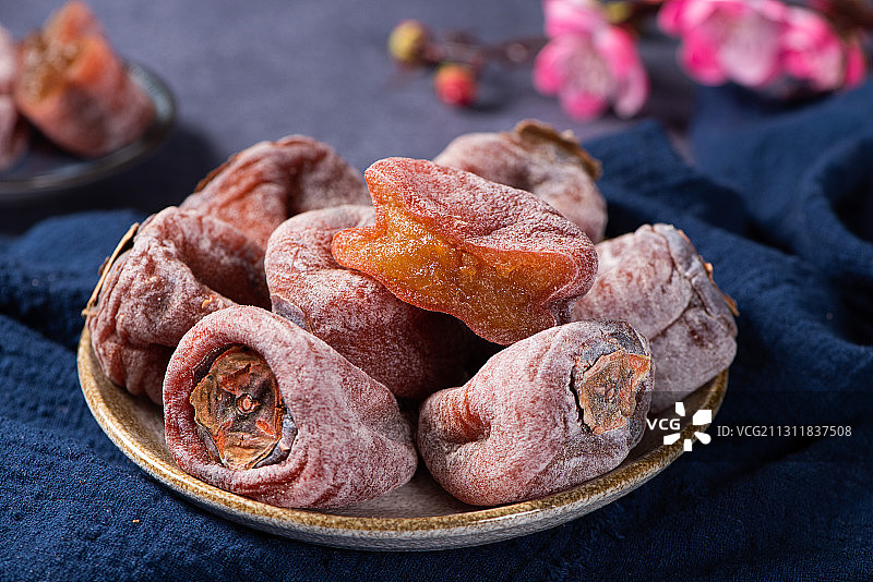 切开的柿饼特写图片素材