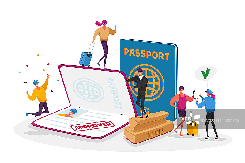旅行者获得批准签证图片素材