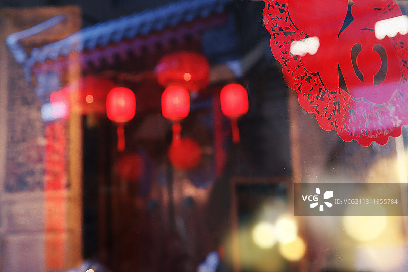 新年春节窗花红灯笼喜庆春节图片素材