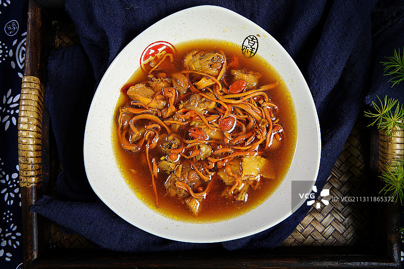 虫草花煲鸡图片素材