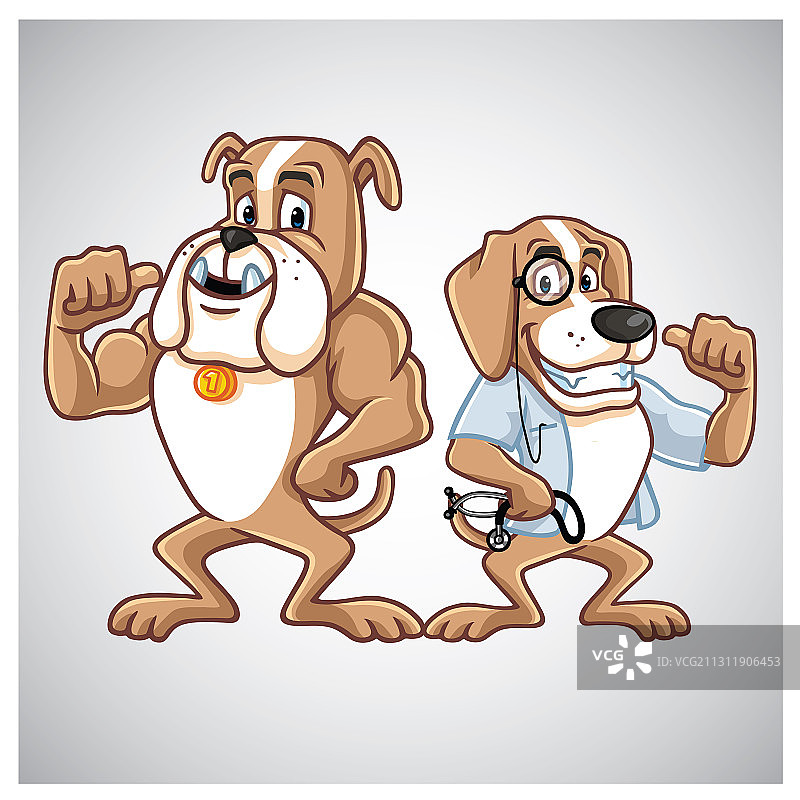 卡通小狗医生斗牛犬比格犬logo图片素材