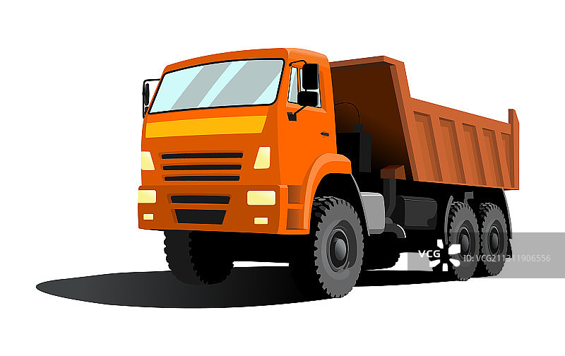 橙色驾驶室和橙色车身的大型自卸卡车图片素材