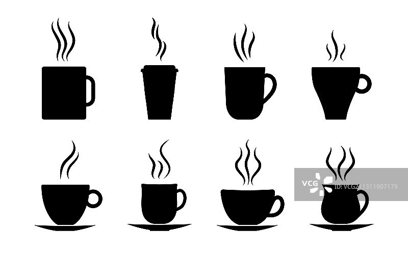 咖啡杯图标轮廓热茶拿铁图片素材