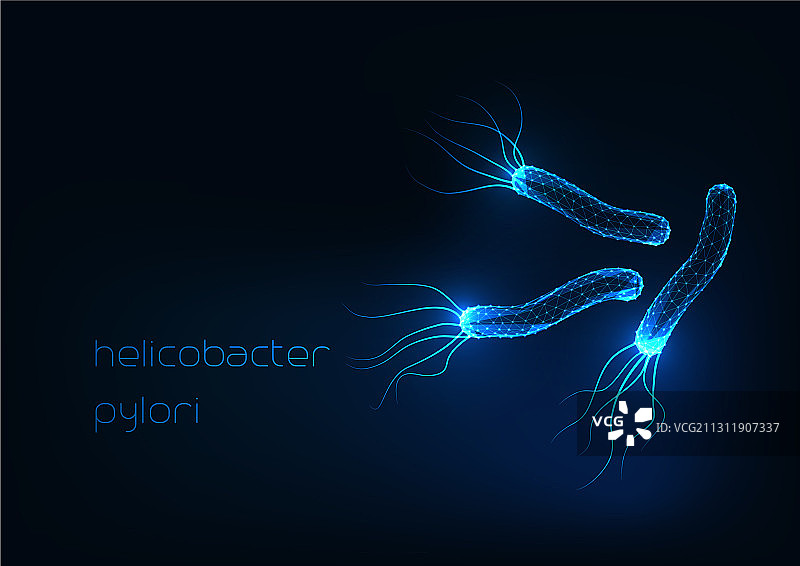 未来感发光低多边形螺旋杆菌图片素材