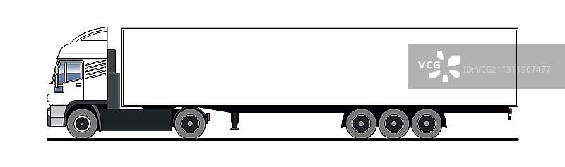 白色空白半挂卡车侧视图图片素材