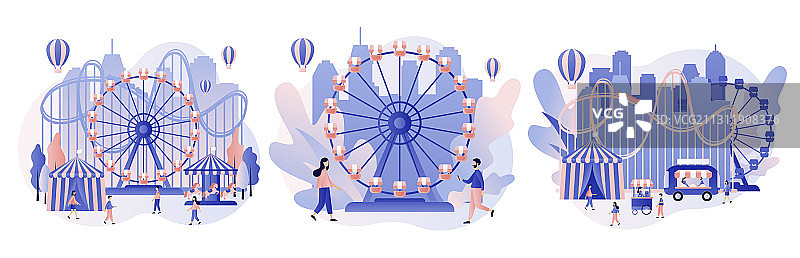 旋转木马小人游乐园概念图片素材