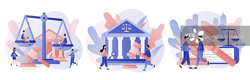 法律与公正概念：天平和法官图片素材