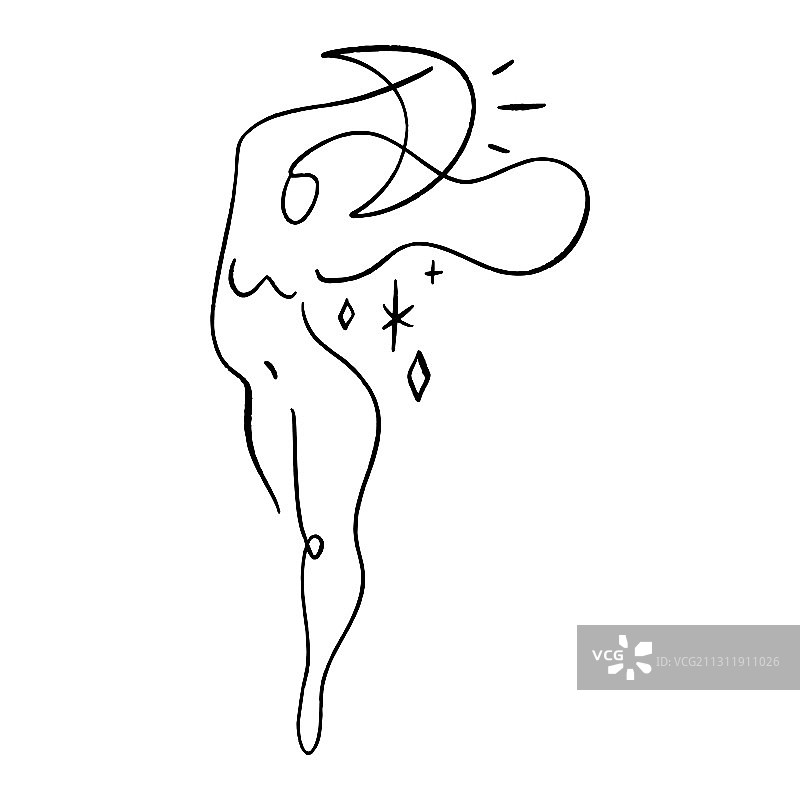 女性自爱呵护概念线条艺术图片素材